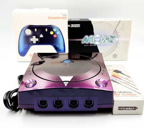 Modified Sega Dreamcast Console - MODE M.2 Bundle w/ Premium Color Shifting Shell (Purple/Green/Blue)