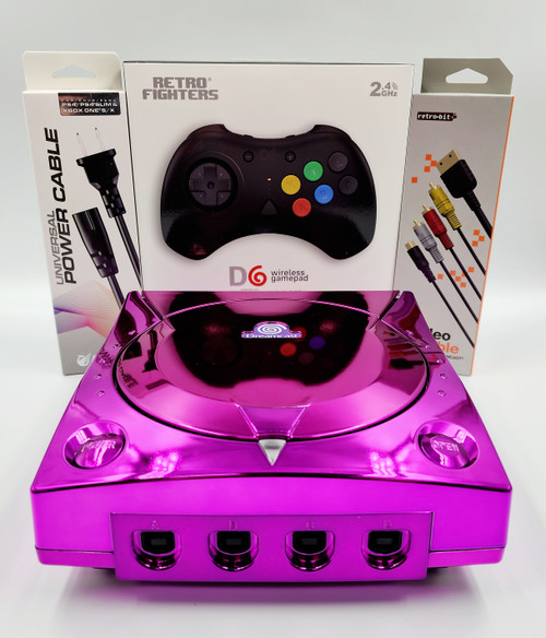 Upgraded Sega Dreamcast Console MODE M.2 Bundle w/ Premium Purple Chrome Shell